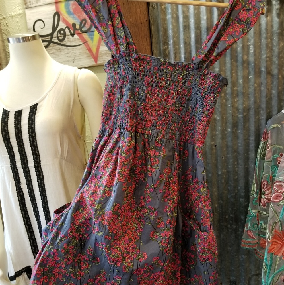 Smocked empire waist sundress with pockets